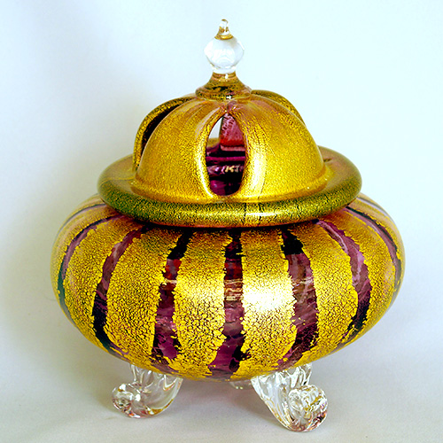 金彩香炉「金麗都十草」