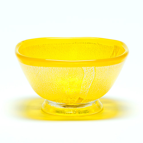 銀彩角小鉢（黄）