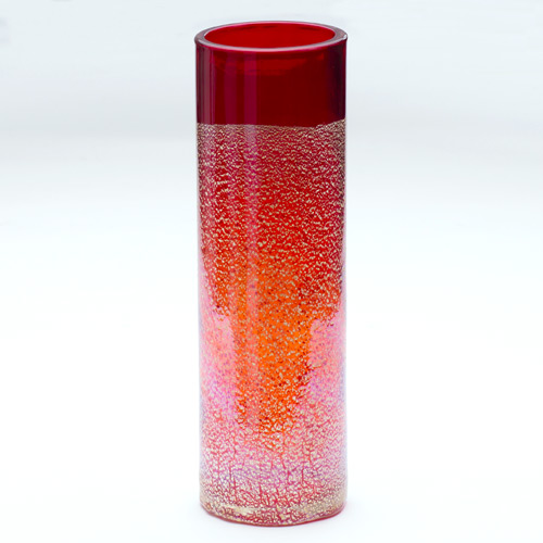 銀彩円筒花器（赤）