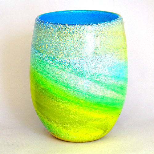 金銀彩緑彩花器「渦」